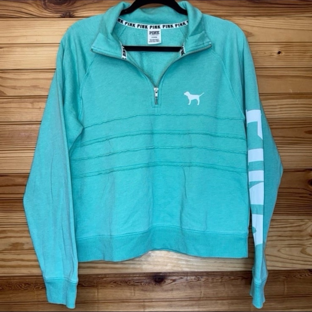 Victoria’s Secret PINK quarter zip collared teal / sea foam green pull over med